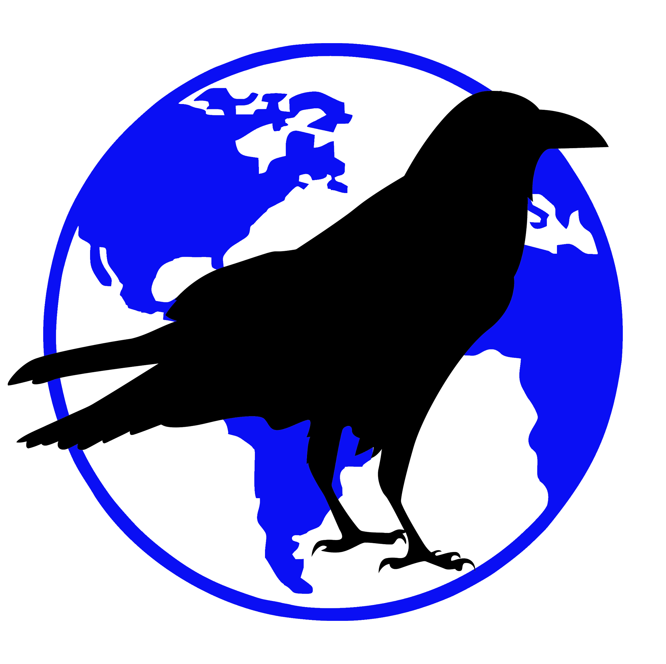 Raven perched in front of world - Ravensgate Logo